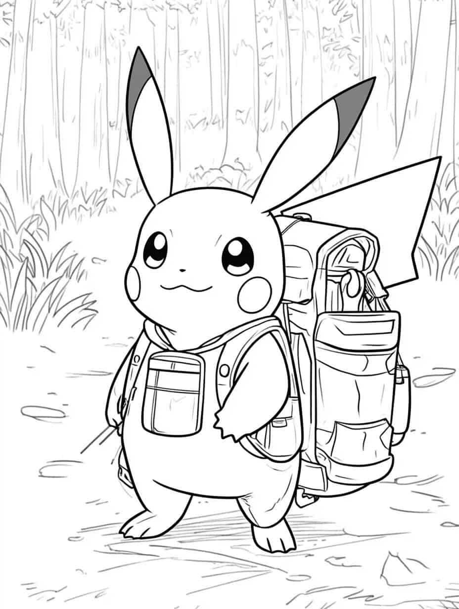 Pikachu With Items Coloring Pages