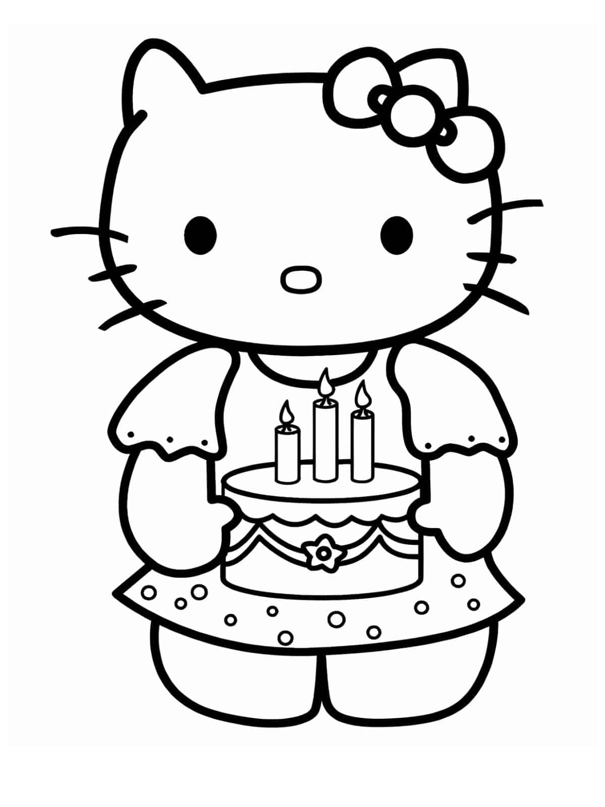 Pink Hello Kitty Happy Birthday Coloring Pages