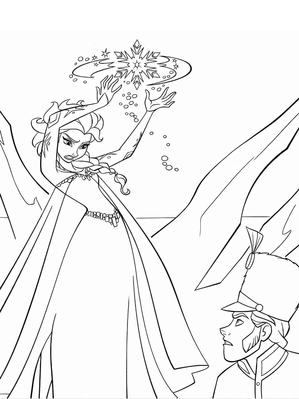 Powerful Elsa Coloring Pages In Snow Moutain