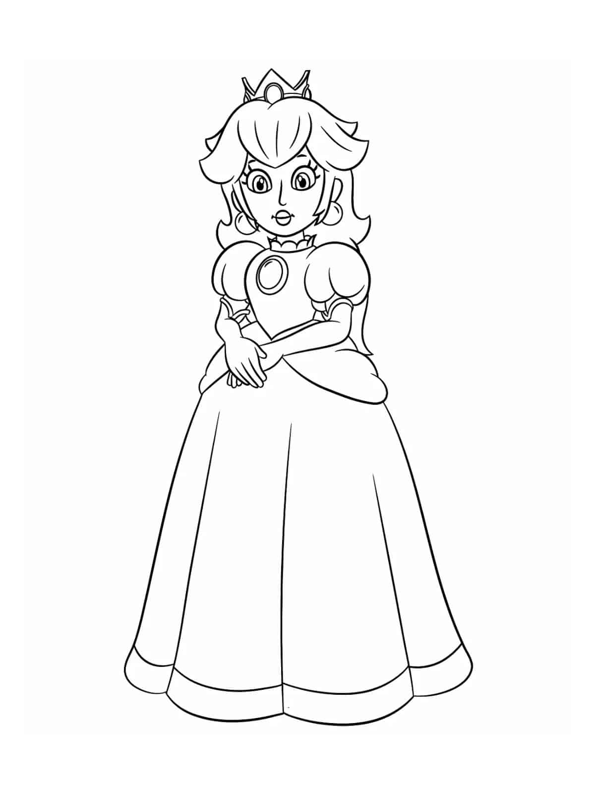 Princess Peach In Mario Coloring Sheet