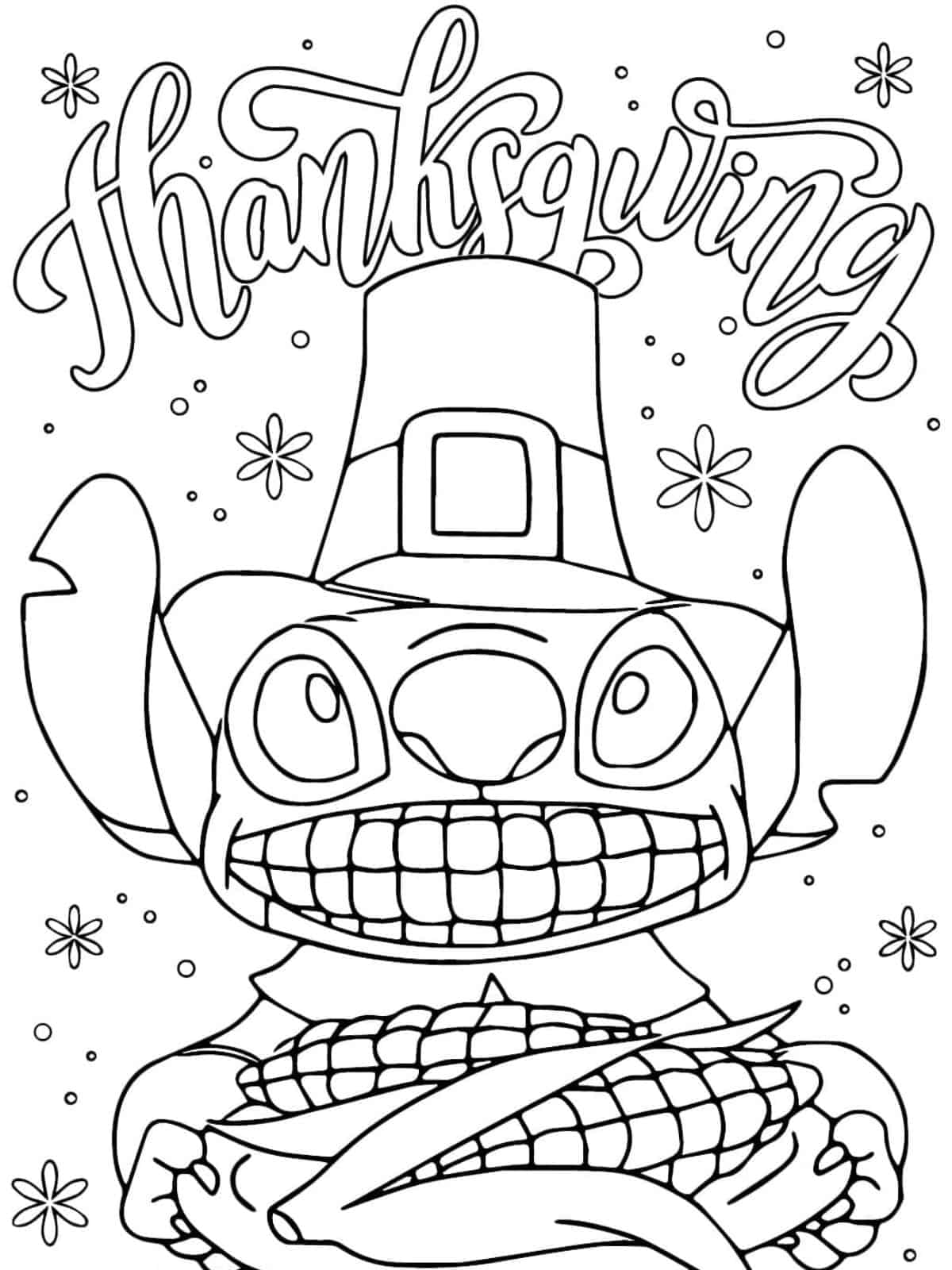 Printable Lilo And Stitch Disney Thanksgiving Coloring Sheets