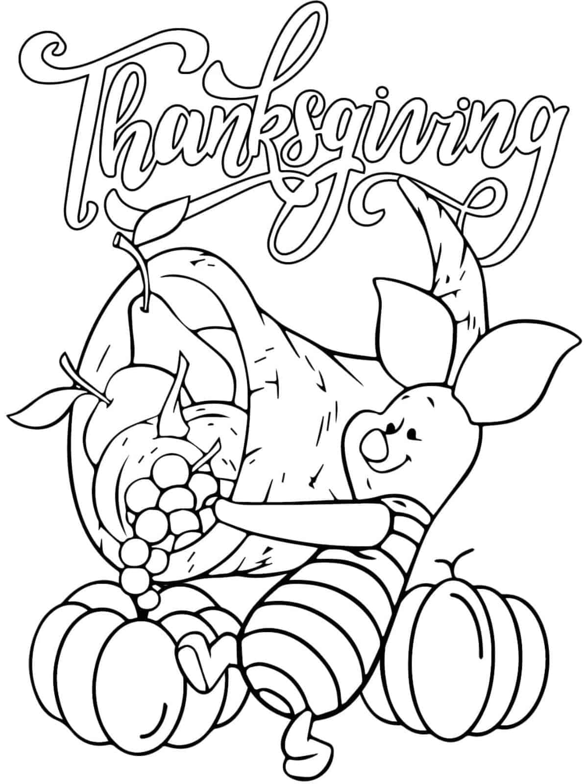 Printable Piglet Disney Thanksgiving Coloring Sheets