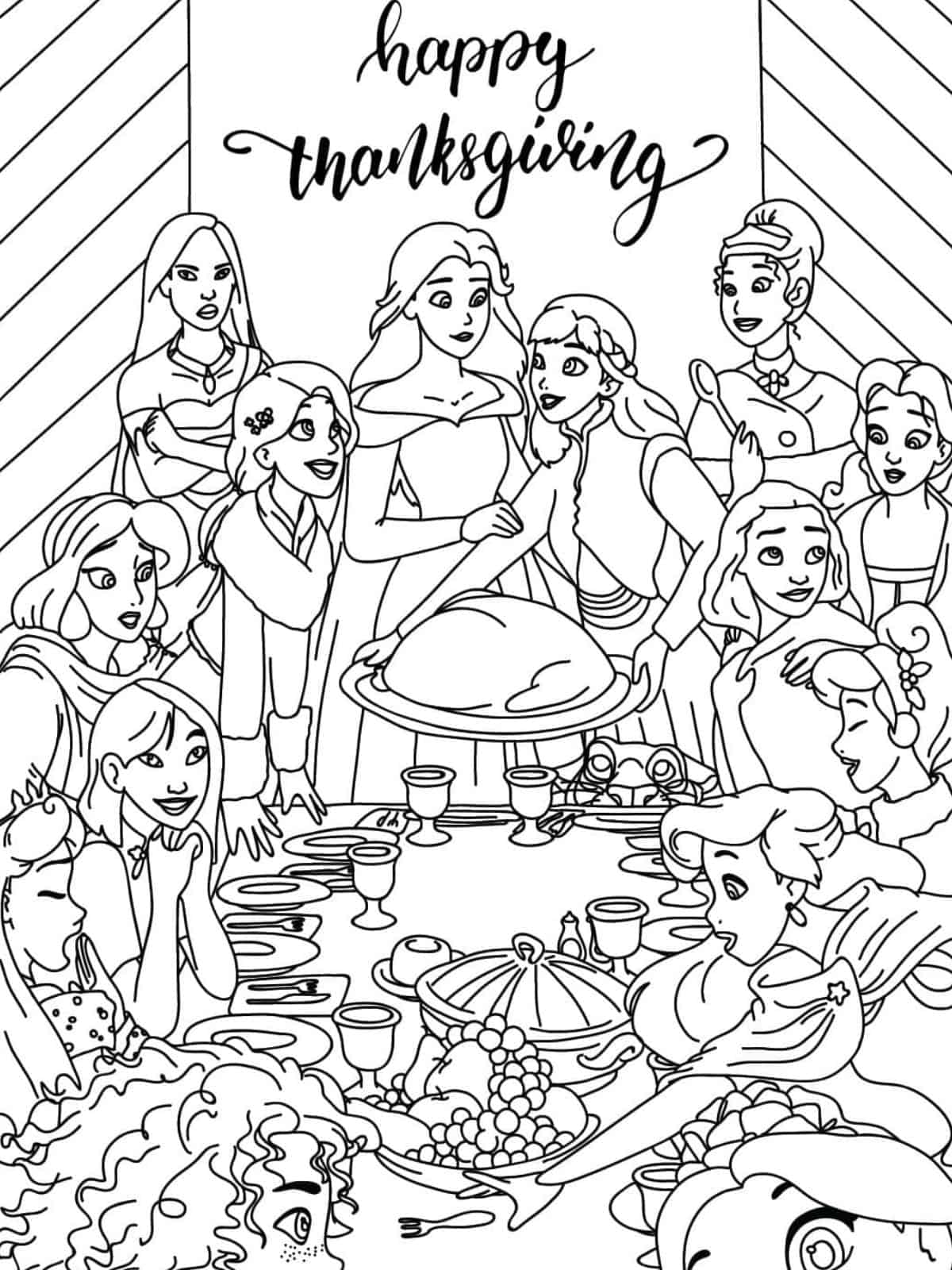 Printable Princess Disney Thanksgiving Coloring Sheets