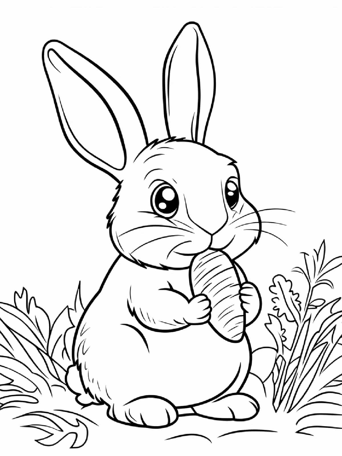 Rabbit With Carrot Coloring Pages