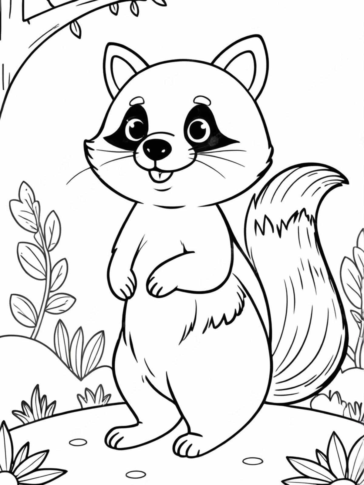 Raccoon Standing On Its Hind Legs Coloring Pages