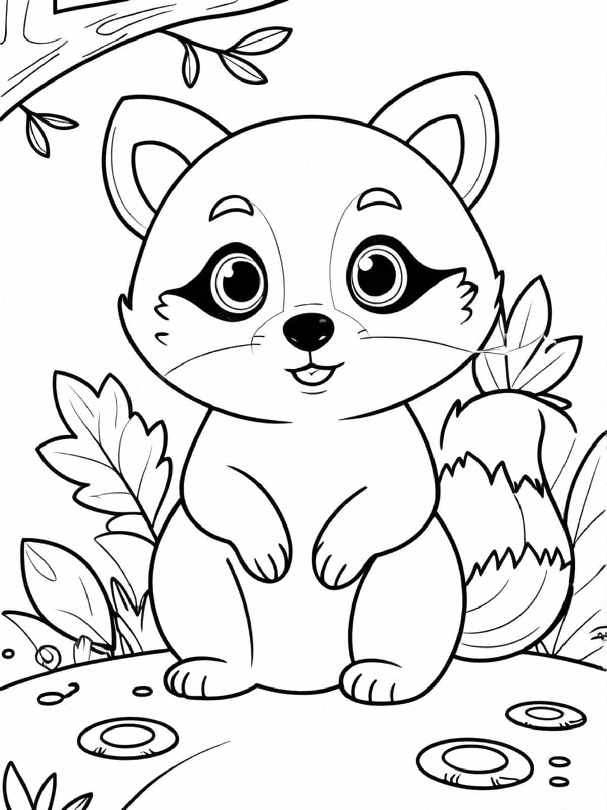 Raccoon With Big Round Eyes Coloring Pages