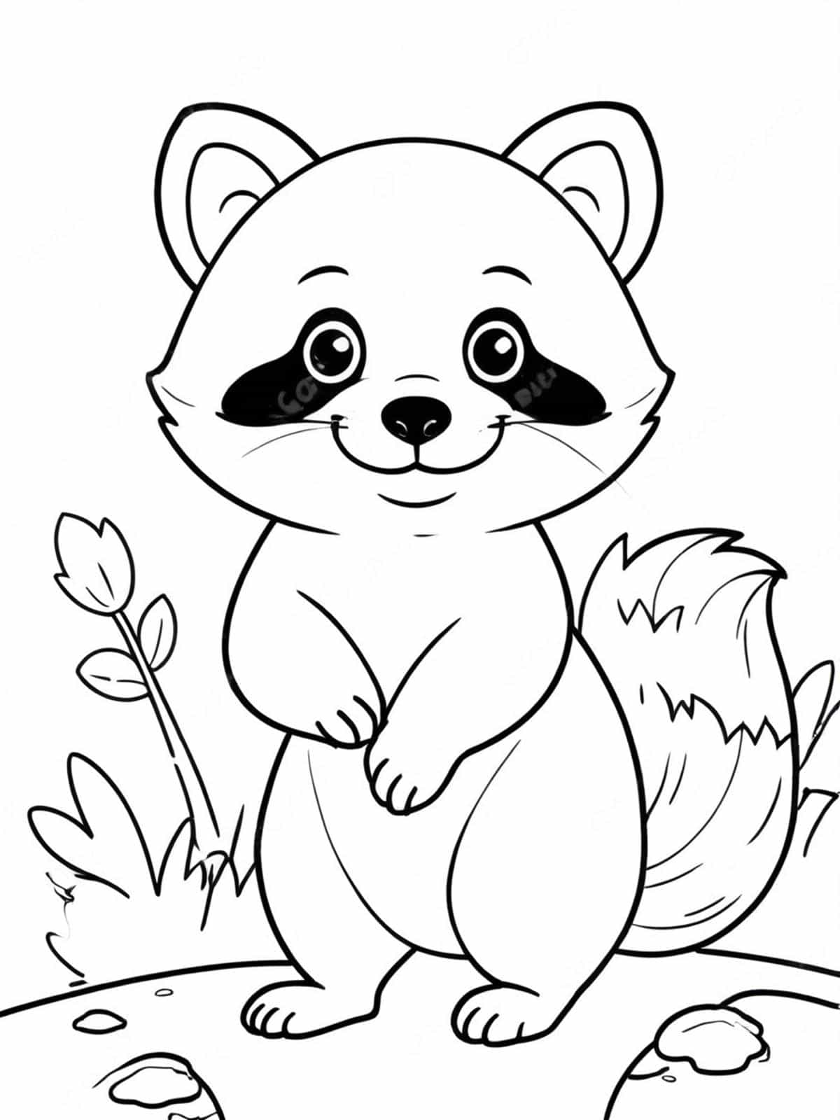 Raccoon With Fluffy Fur Coloring Pages