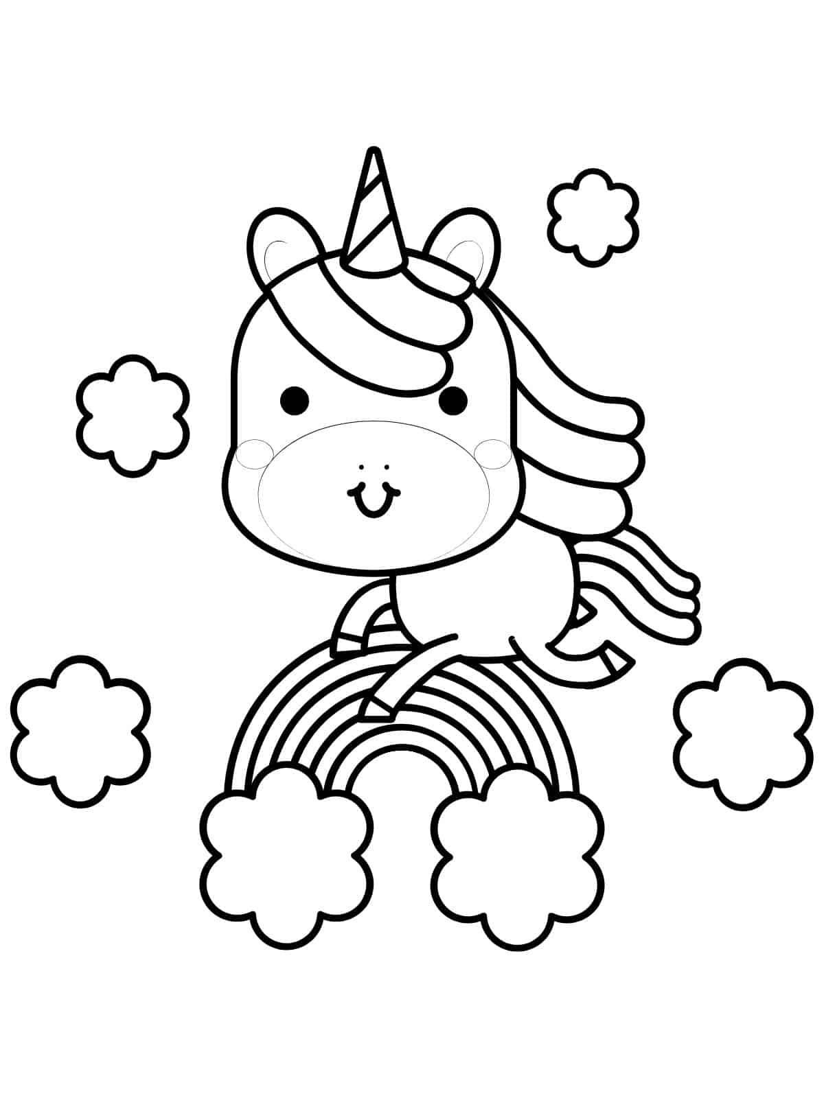 Rainbow Unicorn Bridge Coloring Pages