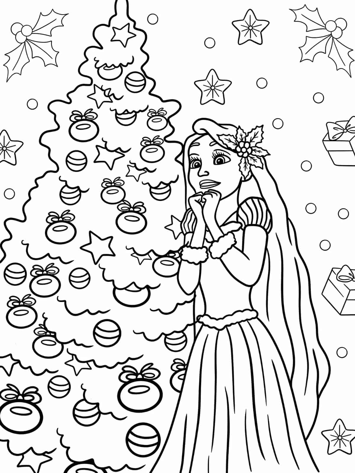 Rapunzel Christmas Coloring Pages