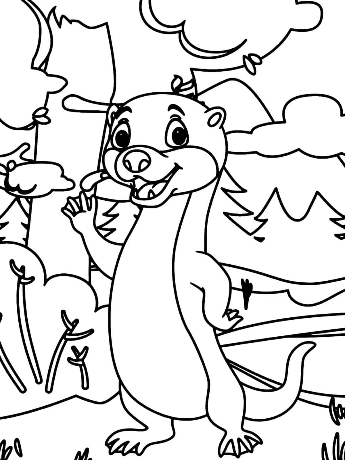 River Animal Otter Coloring Pages