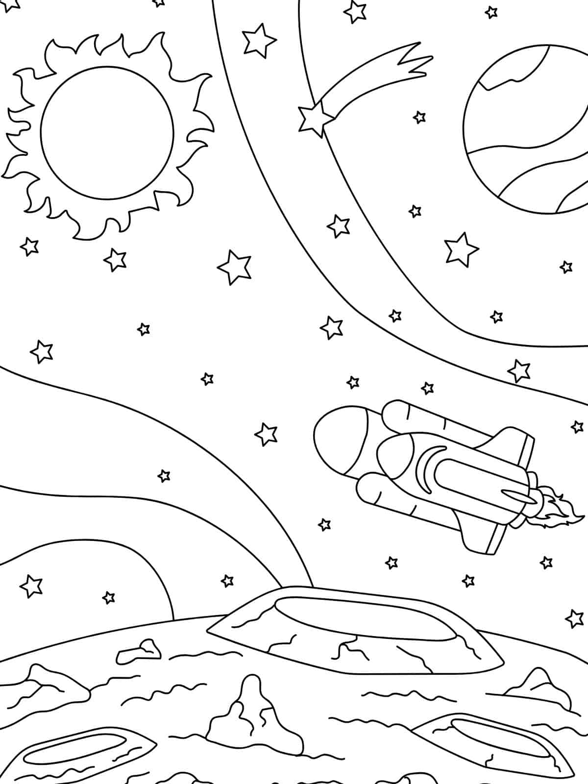 Rockets Launching Into Space Coloring Pages