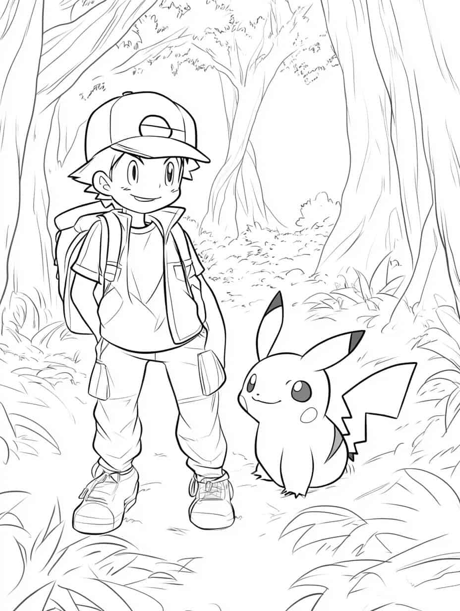 Satoshi And Pikachu Coloring Pages