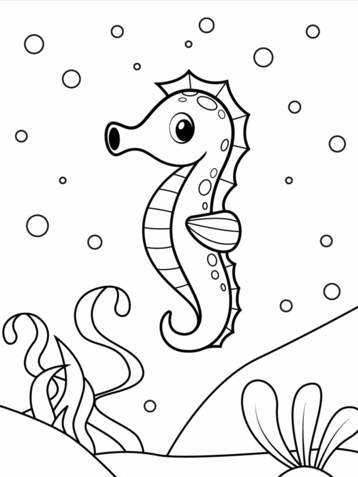 Seahorse And Seaweed Coloring Pages