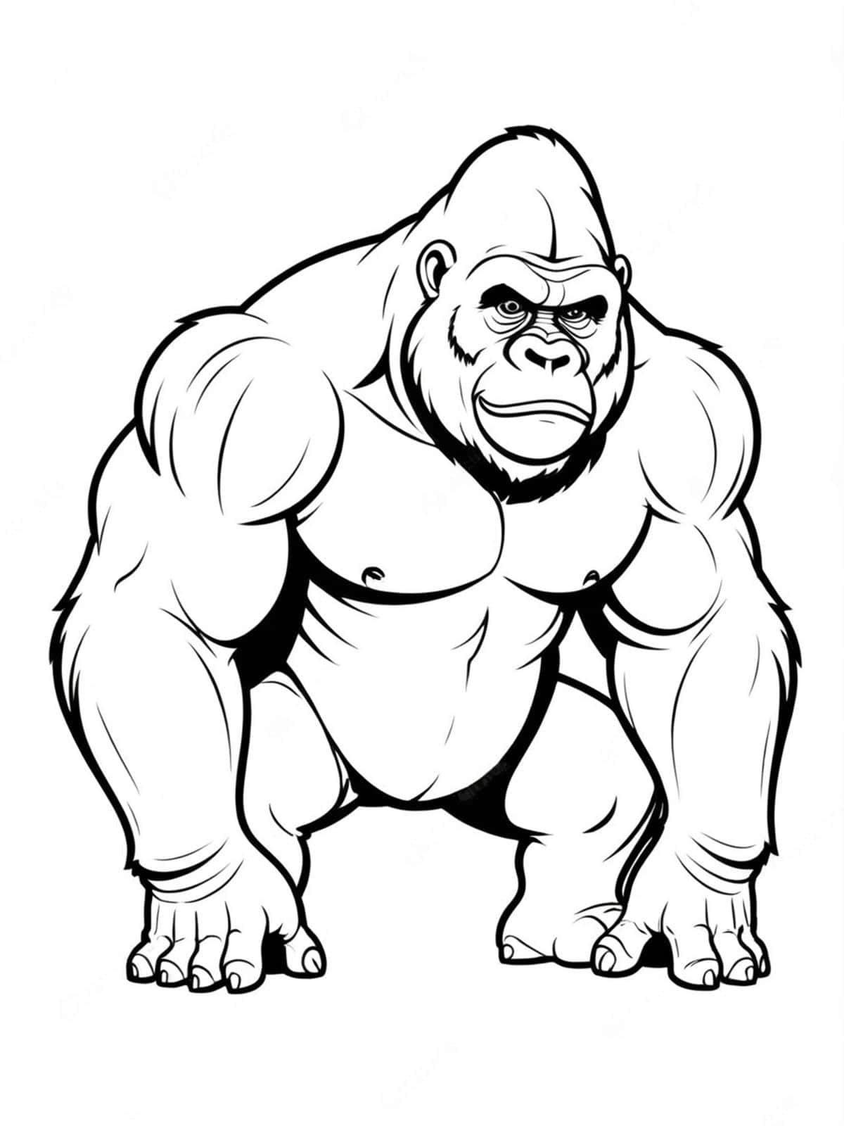 Silverback Gorilla Pounding Its Chest Coloring Pages