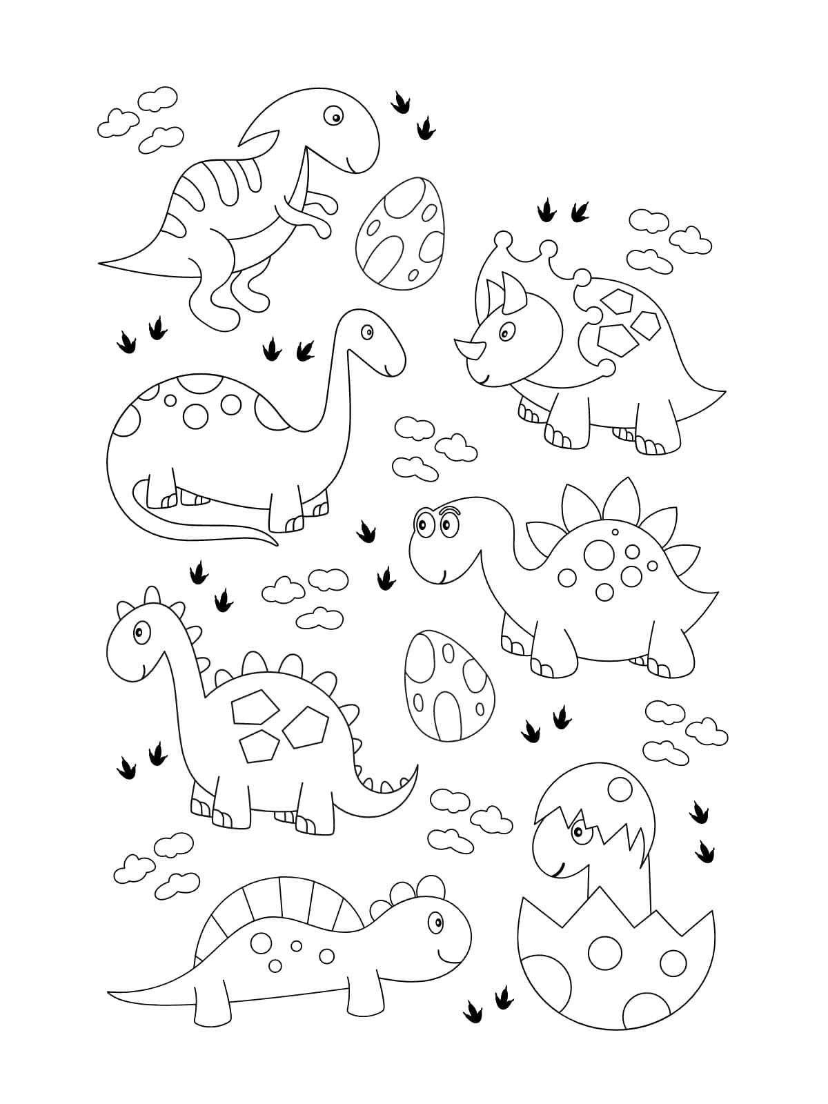 Simple Dinosaur Coloring Sheets For Kid