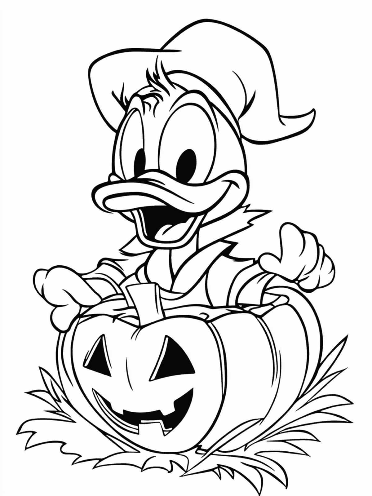 Simple Donald Duck Disney Halloween Coloring Page