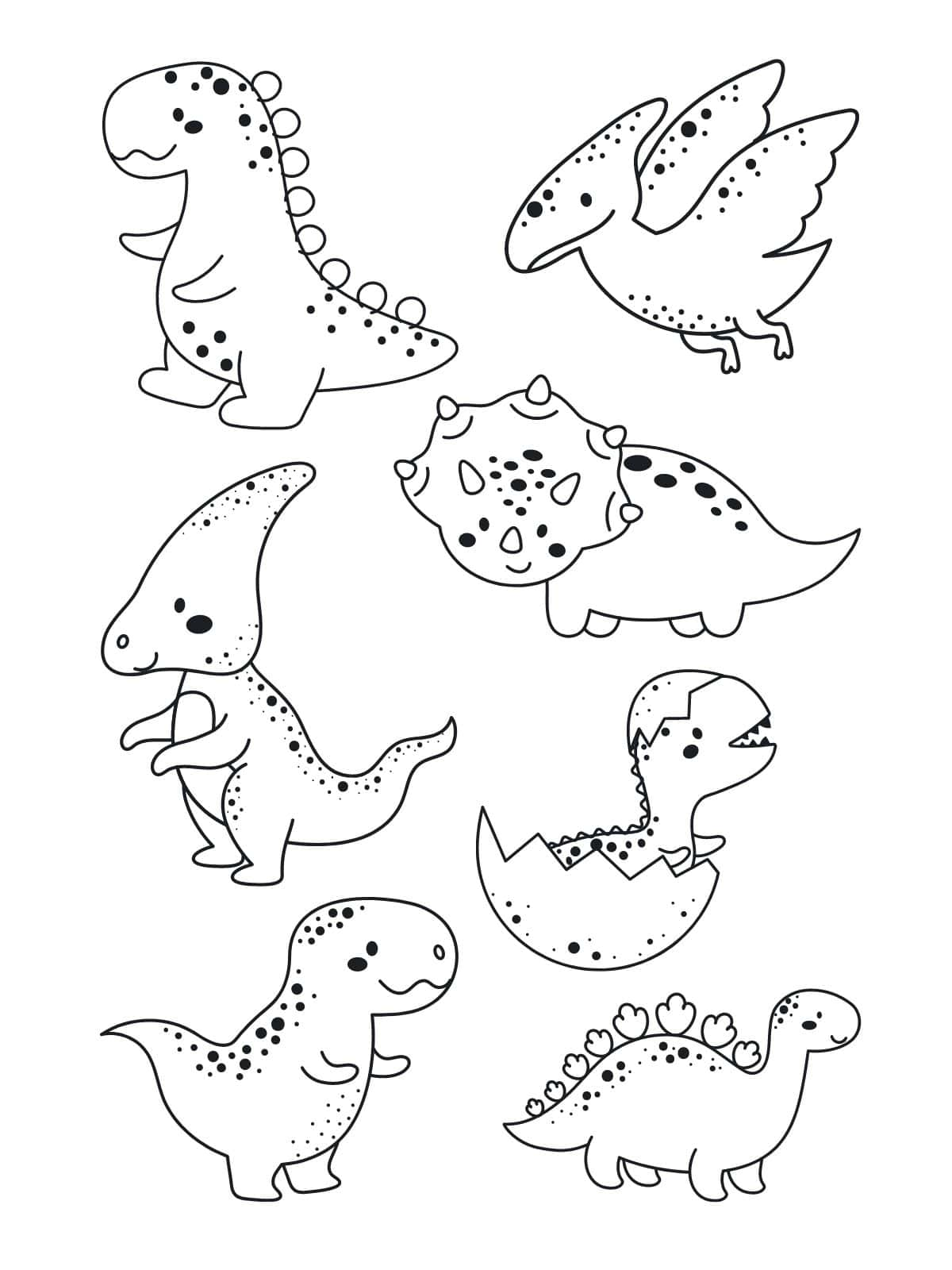 Simple Many Dinosaur Coloring Sheets For Kids