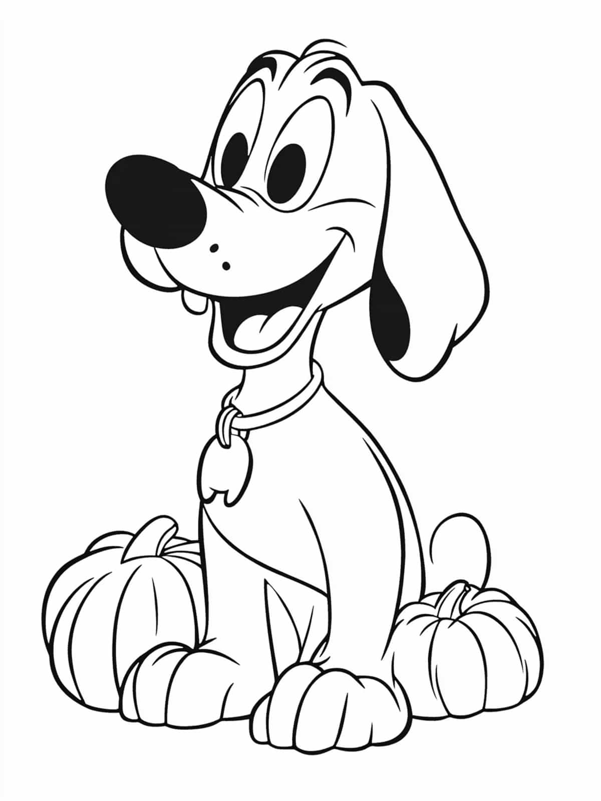 Simple Pluto Disney Halloween Coloring Pages