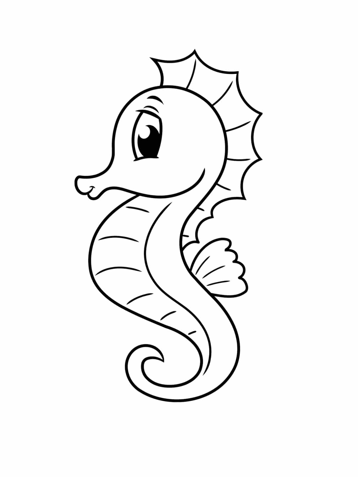 Simple Seahorse Coloring Pages