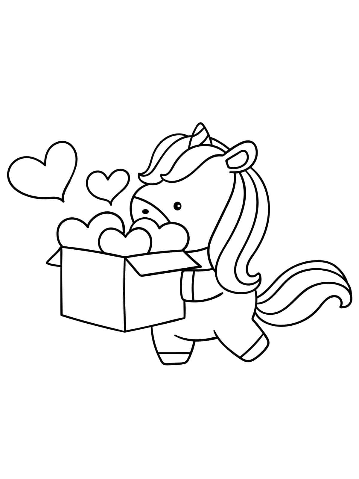 Simple Unicorn With Love Coloring Pages For Kids