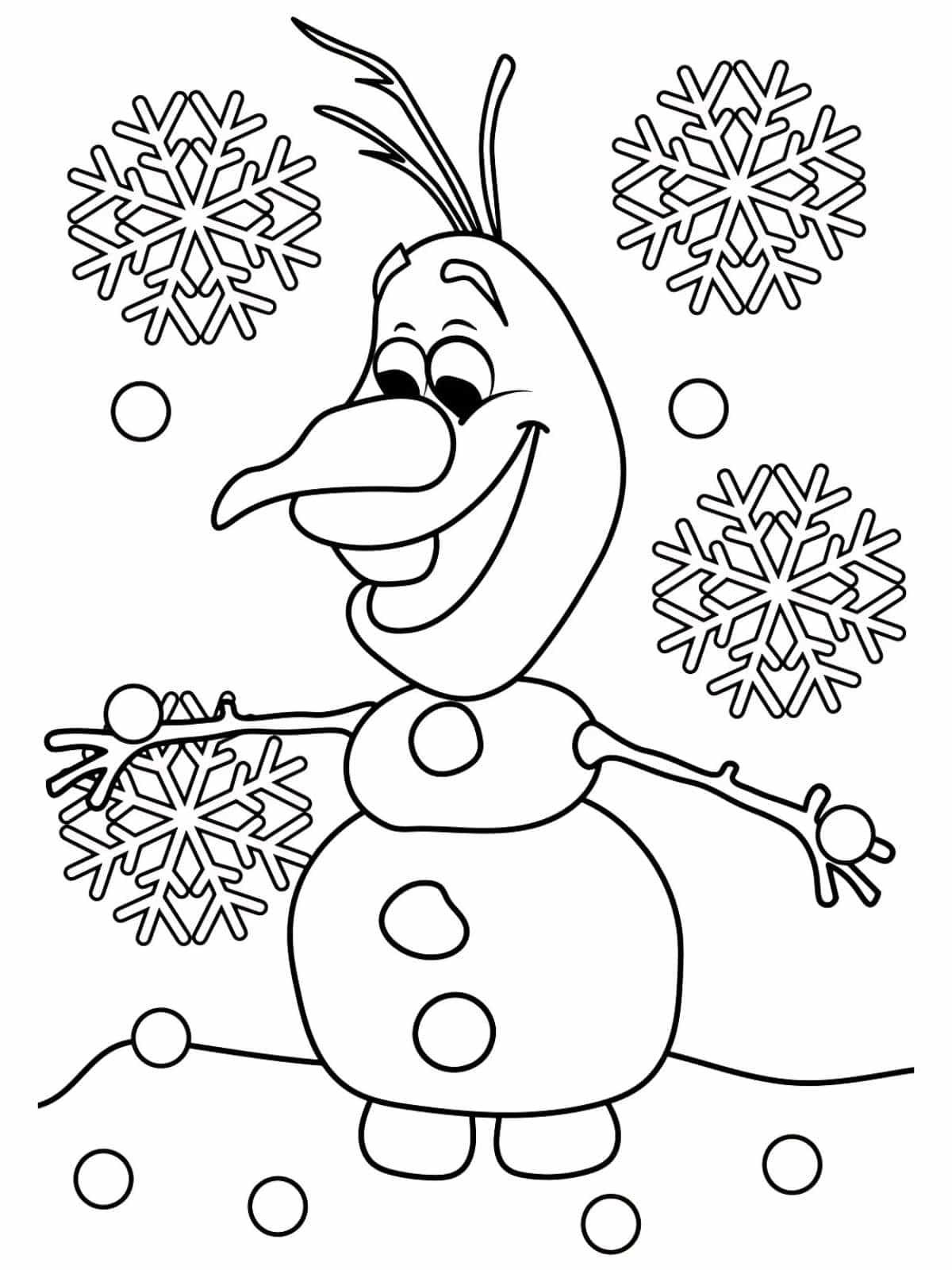 Smiling Olaf Coloring Pages