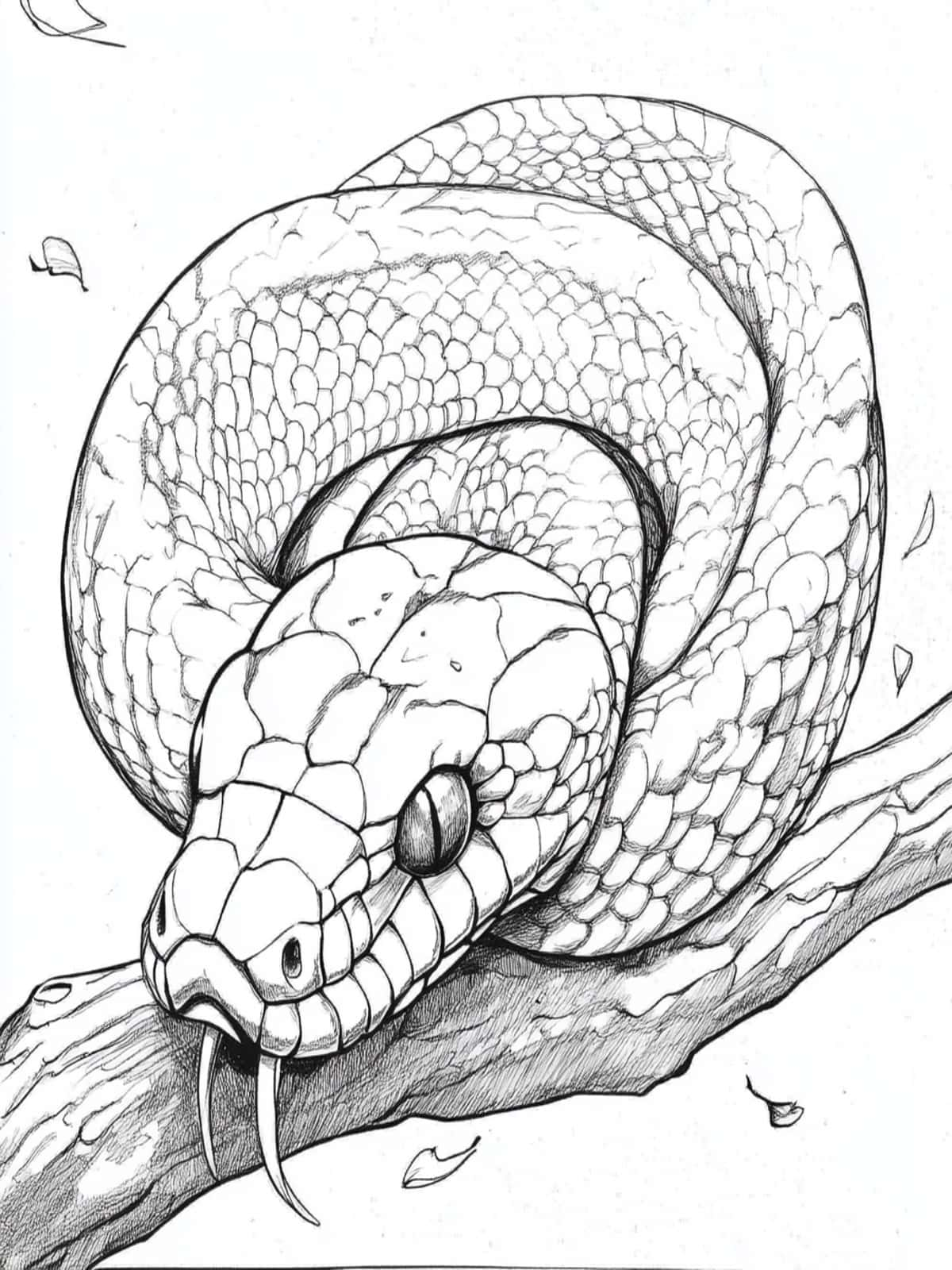 Snake Around Branch Coloring Pages