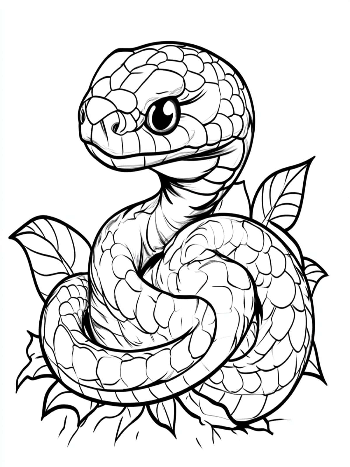 Snake Coiling In Grass Coloring Pages