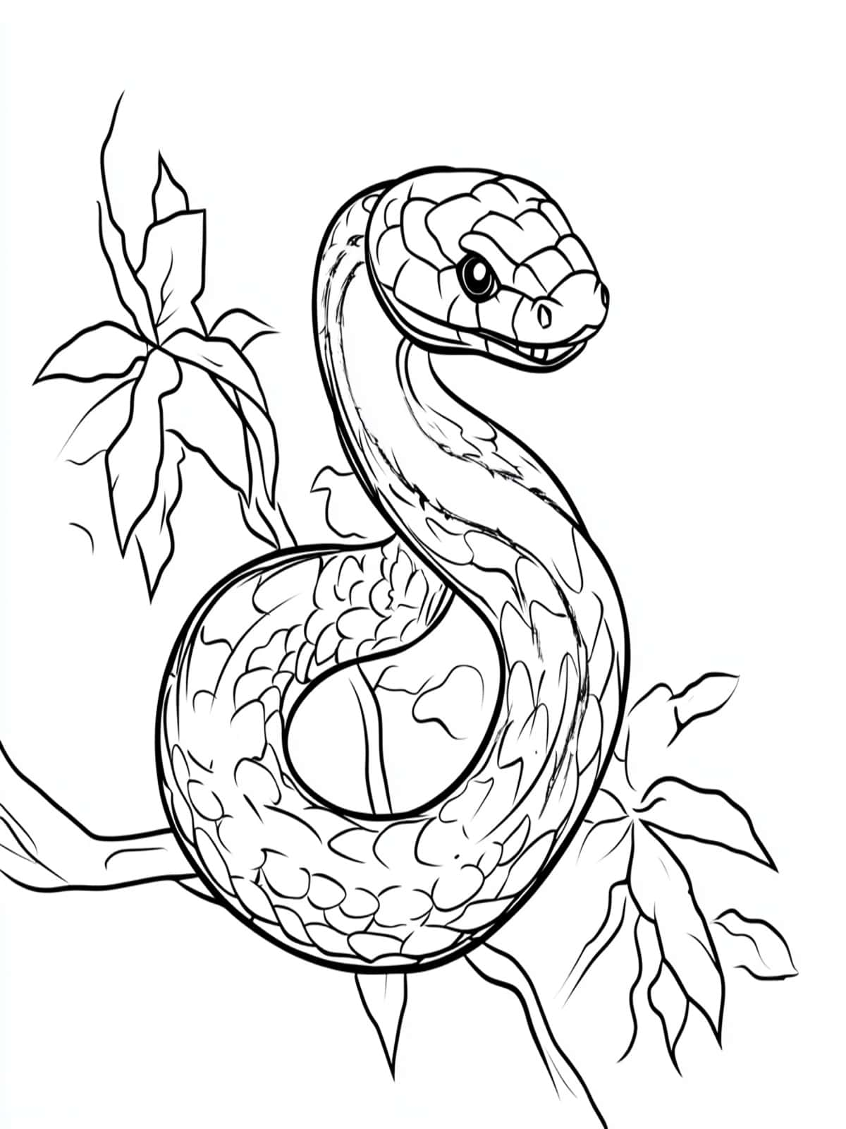 Snake In Rainforest Coloring Pages