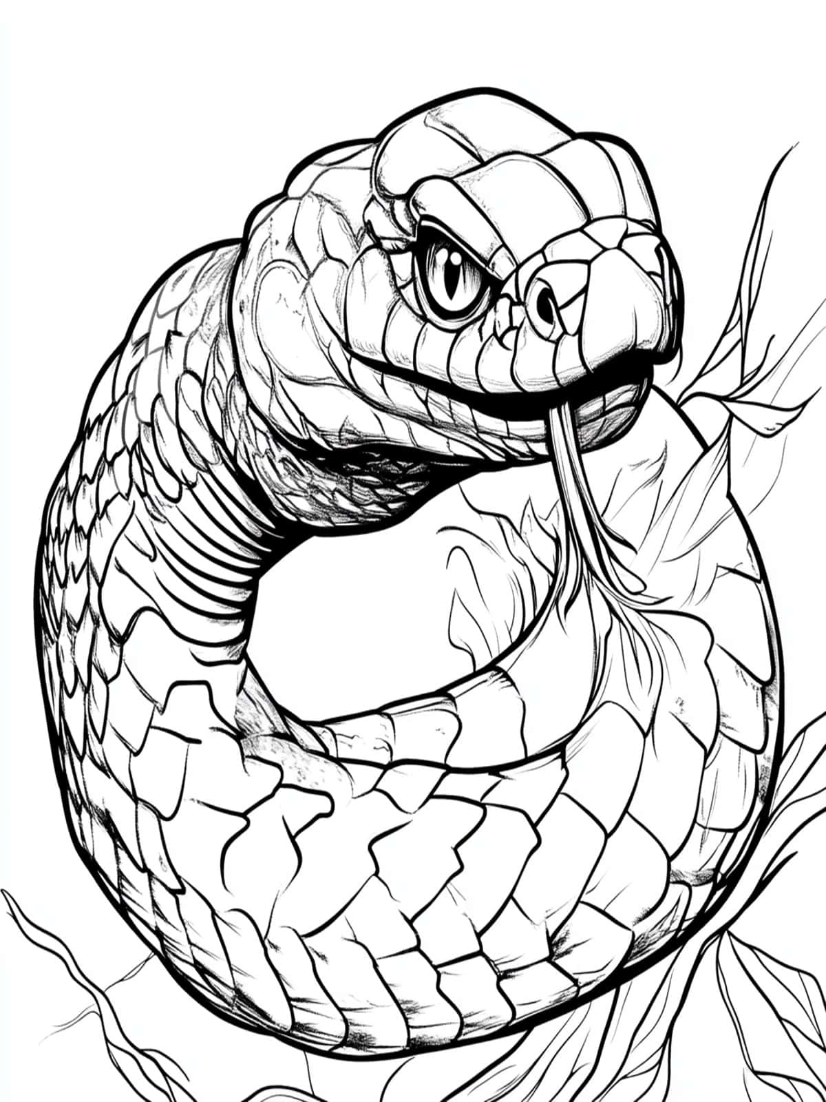 Snake On Tree Coloring Pages