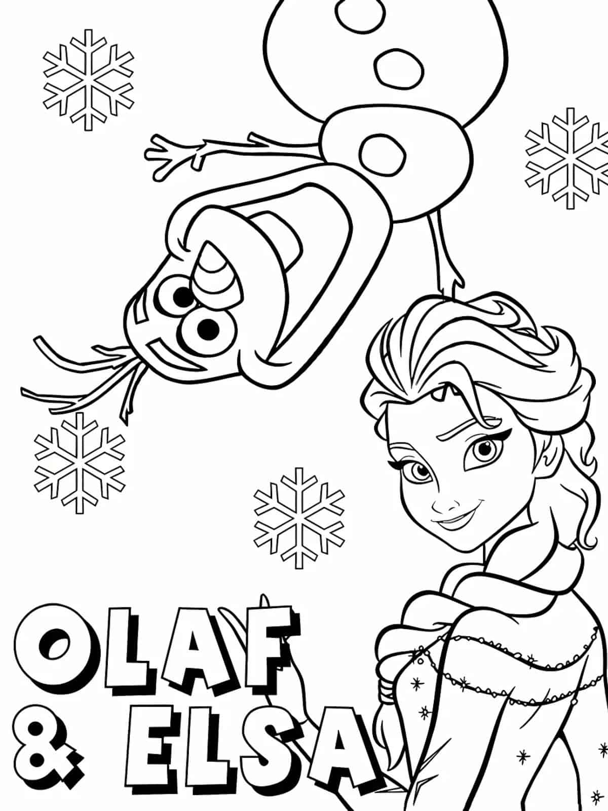 Snow Flake Elsa Playing With Olaf Coloring Pages