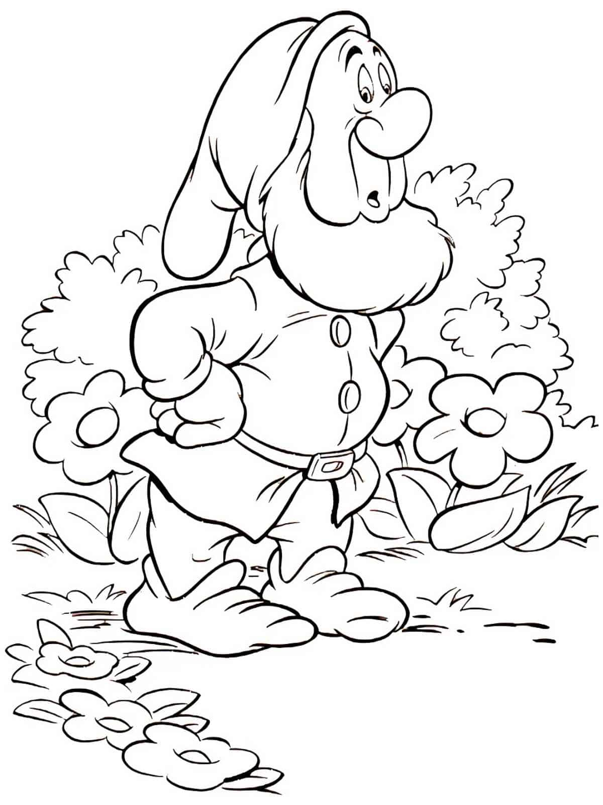 Snow White And Seven Dwarfs Coloring Page