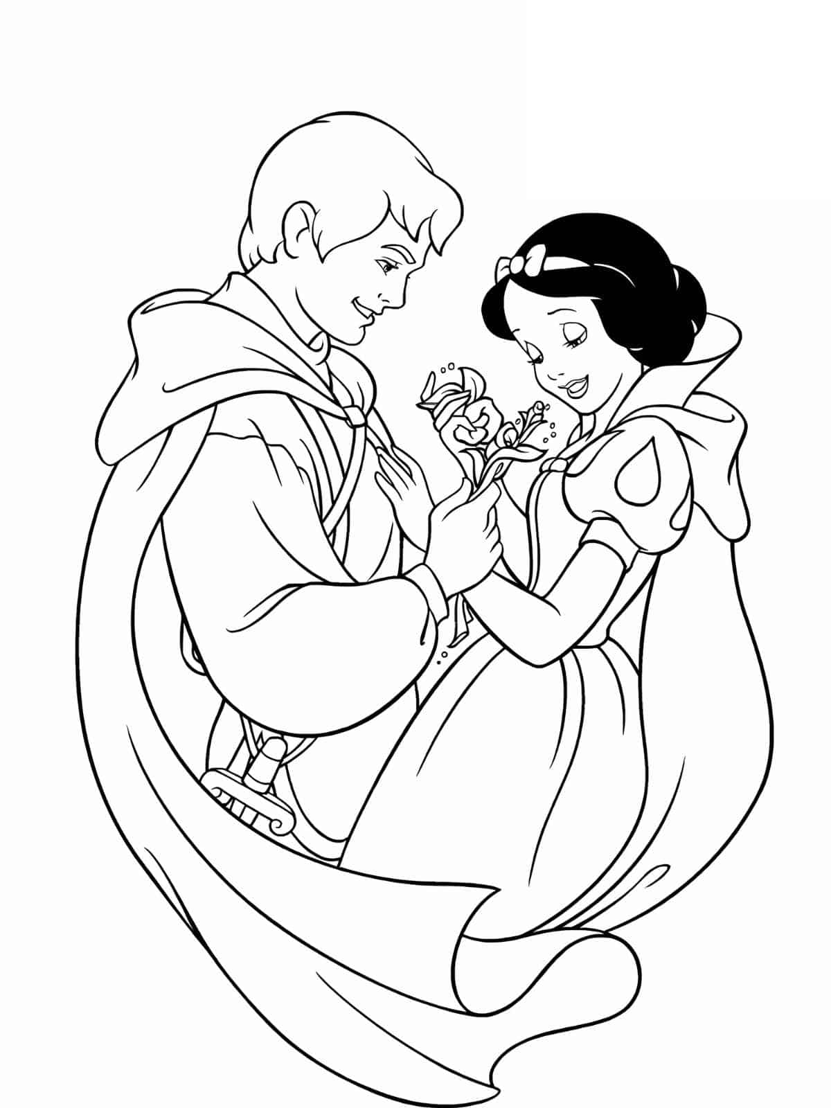 Snow White And The Prince Love Coloring Page