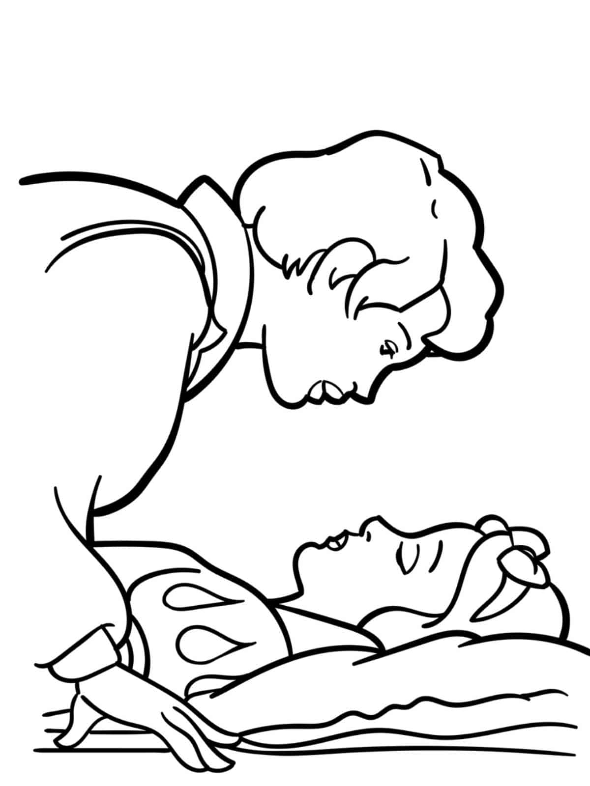 Snow White Being Kissed By Prince Coloring Page