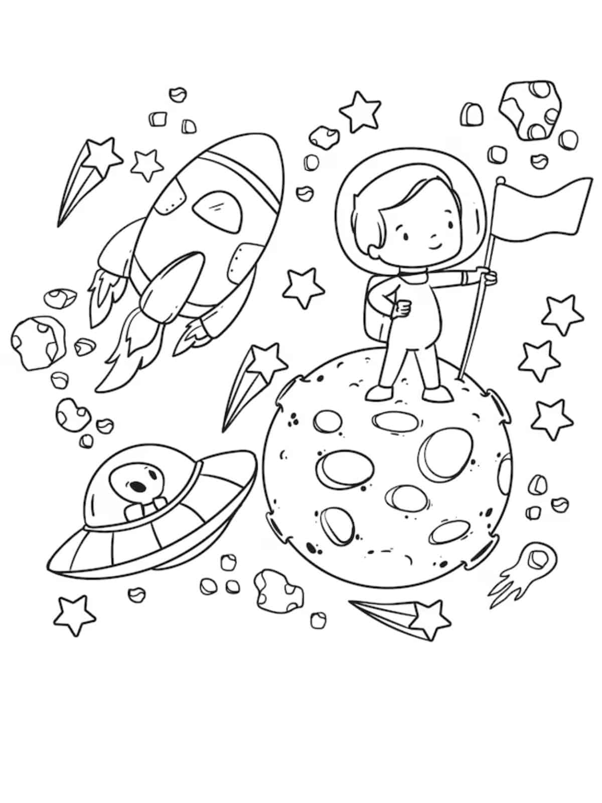 Space Cat Coloring Pages Printable