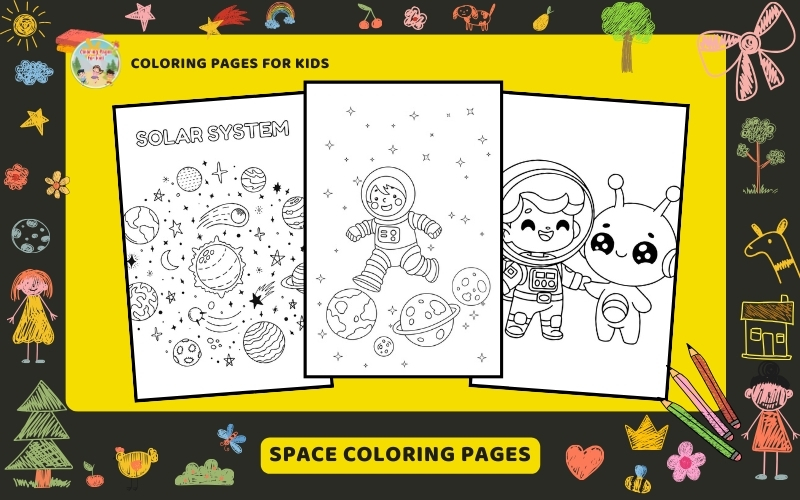 Space Coloring Pages Featured Image