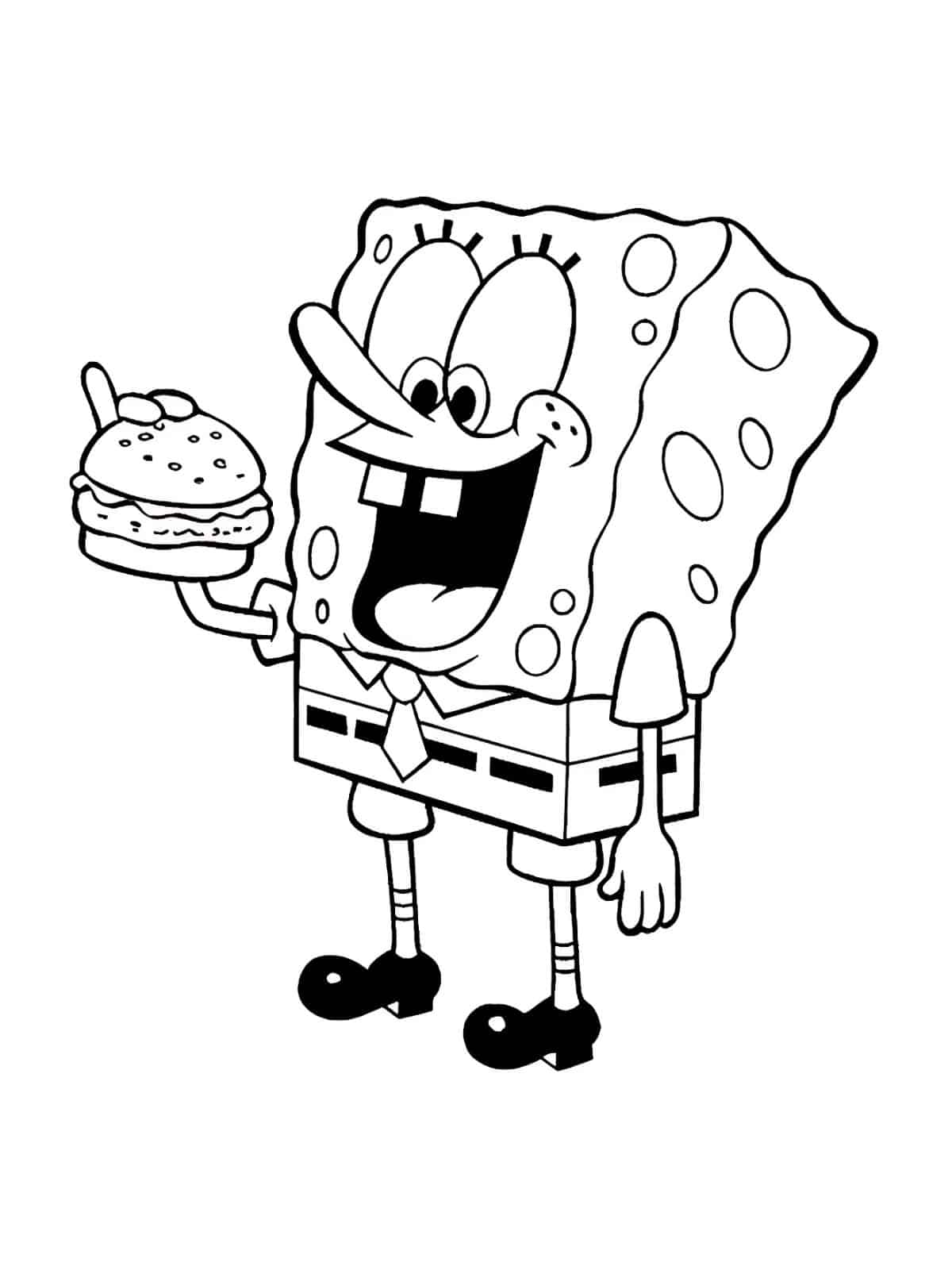 Spongebob Eat Hamburger Coloring Page