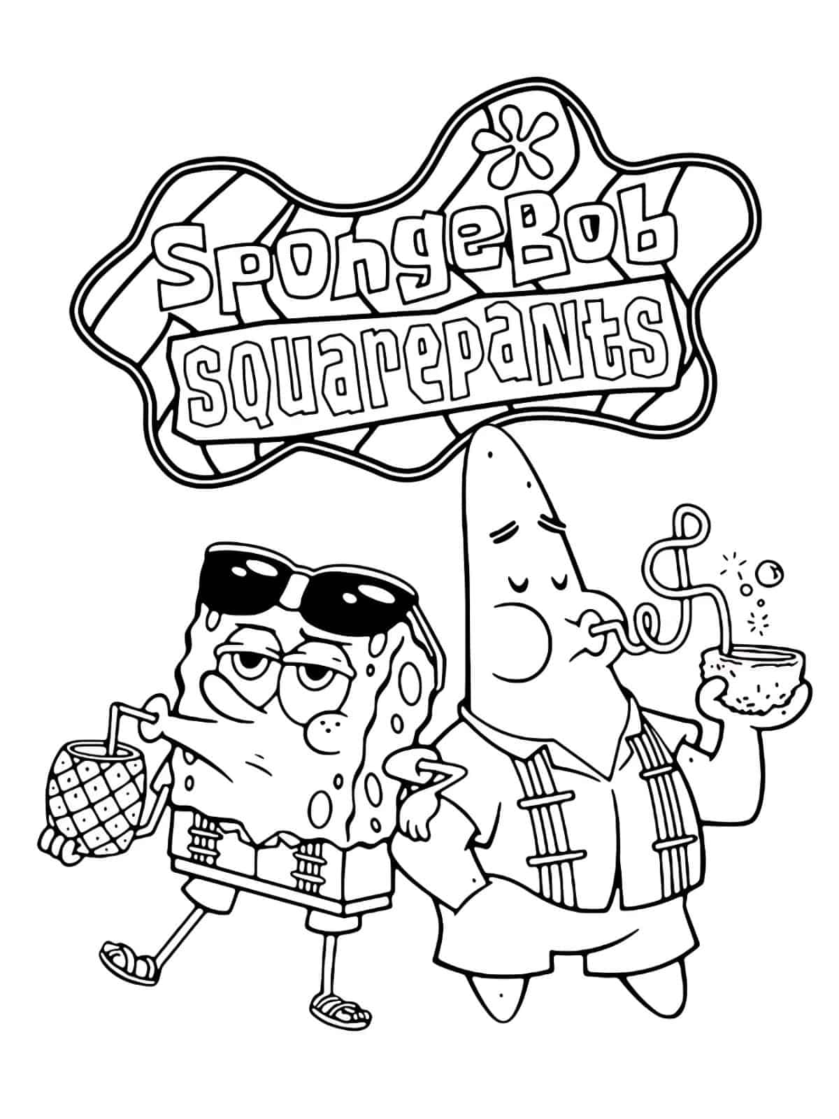 Spongebob Fishing Coloring Page