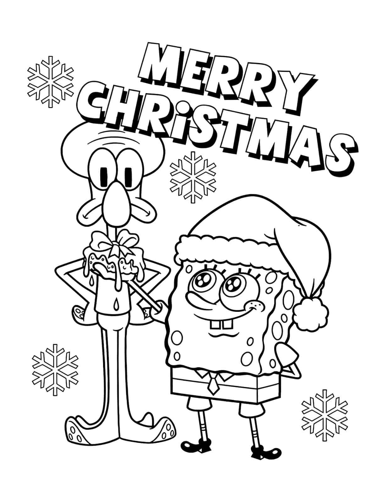 Spongebob Friendship Christmas Coloring Page