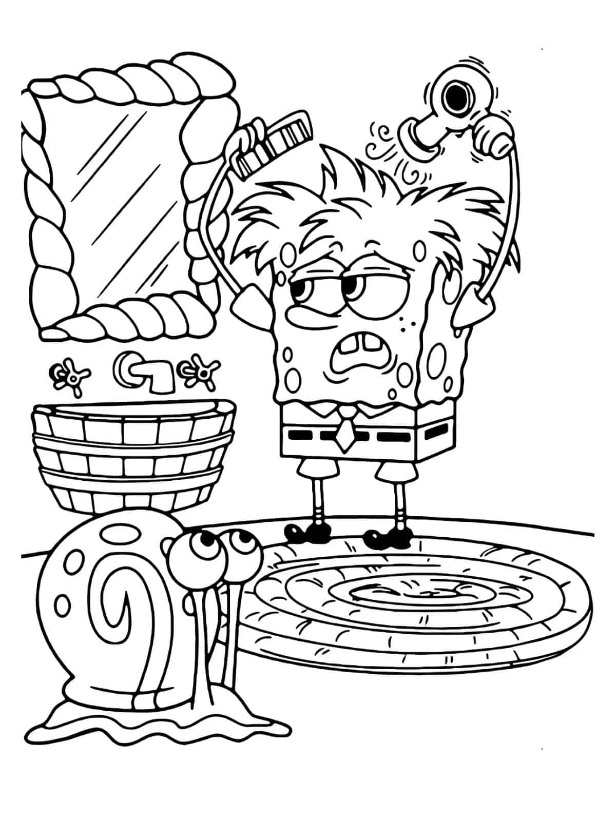 Spongebob Funny Faces Coloring Page