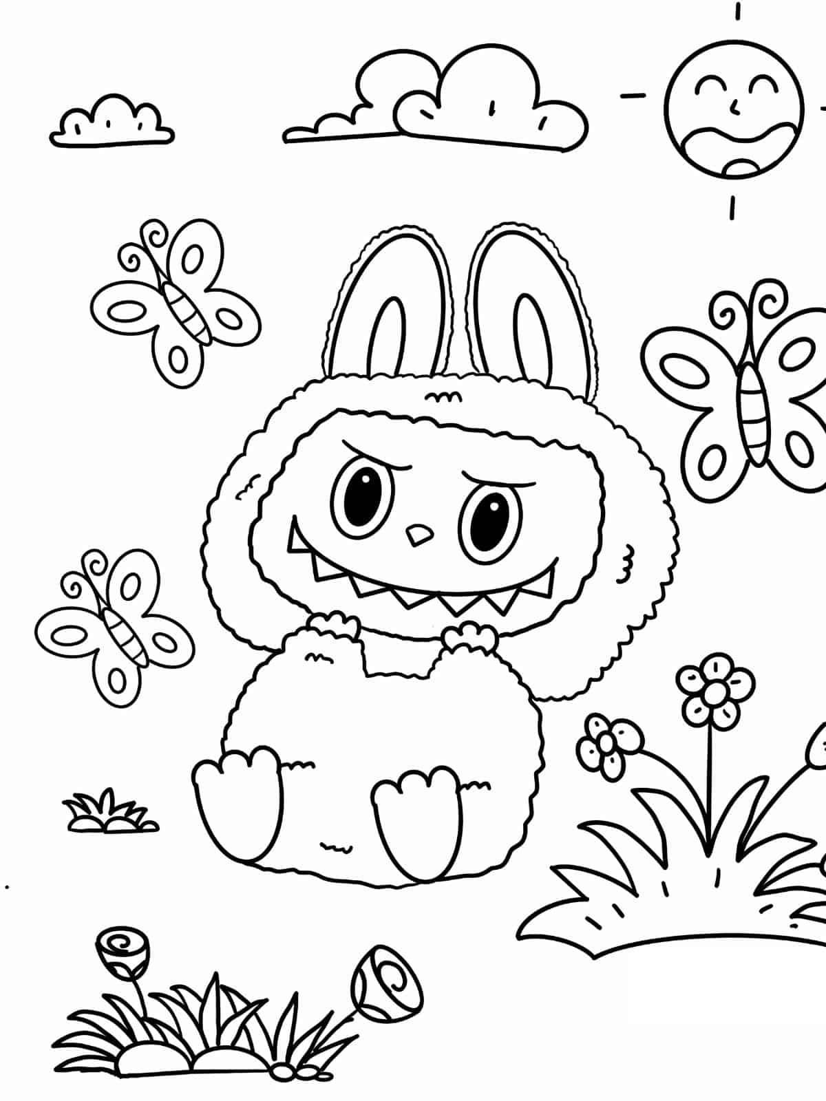 Spring Labubu Coloring Pages For Kids