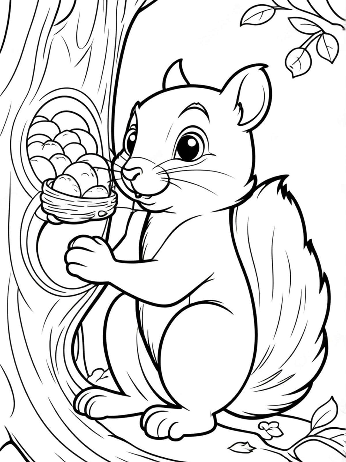 Squirrel Building A Nest In A Tree Coloring Pages