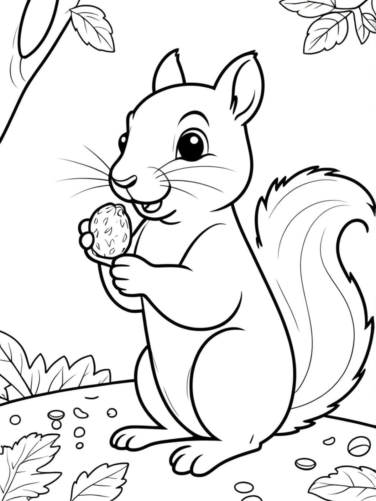 Squirrel Eating A Nut Coloring Pages For Kids