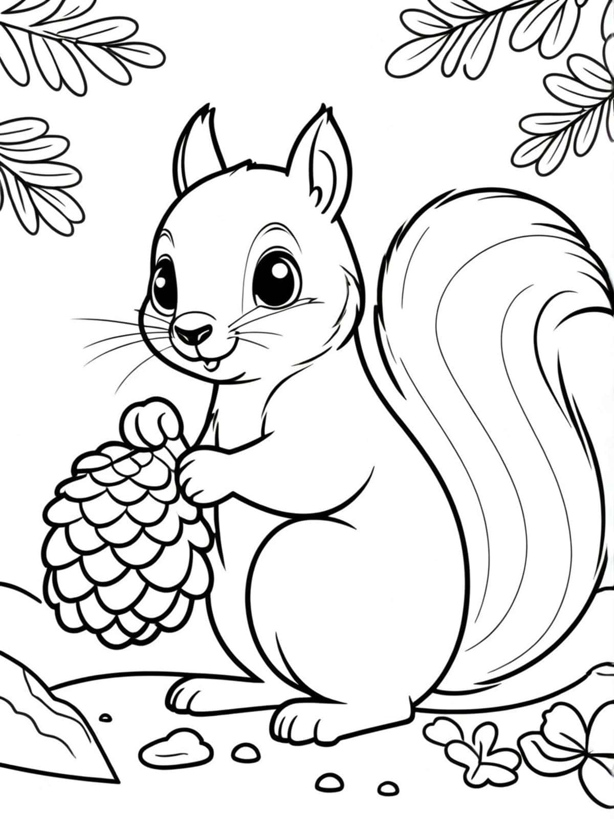 Squirrel Holding A Pinecone Coloring Pages