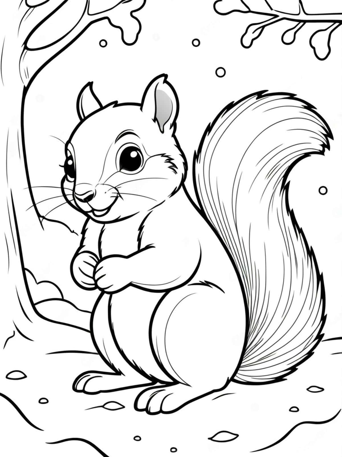 Squirrel On A Snowy Day Coloring Pages