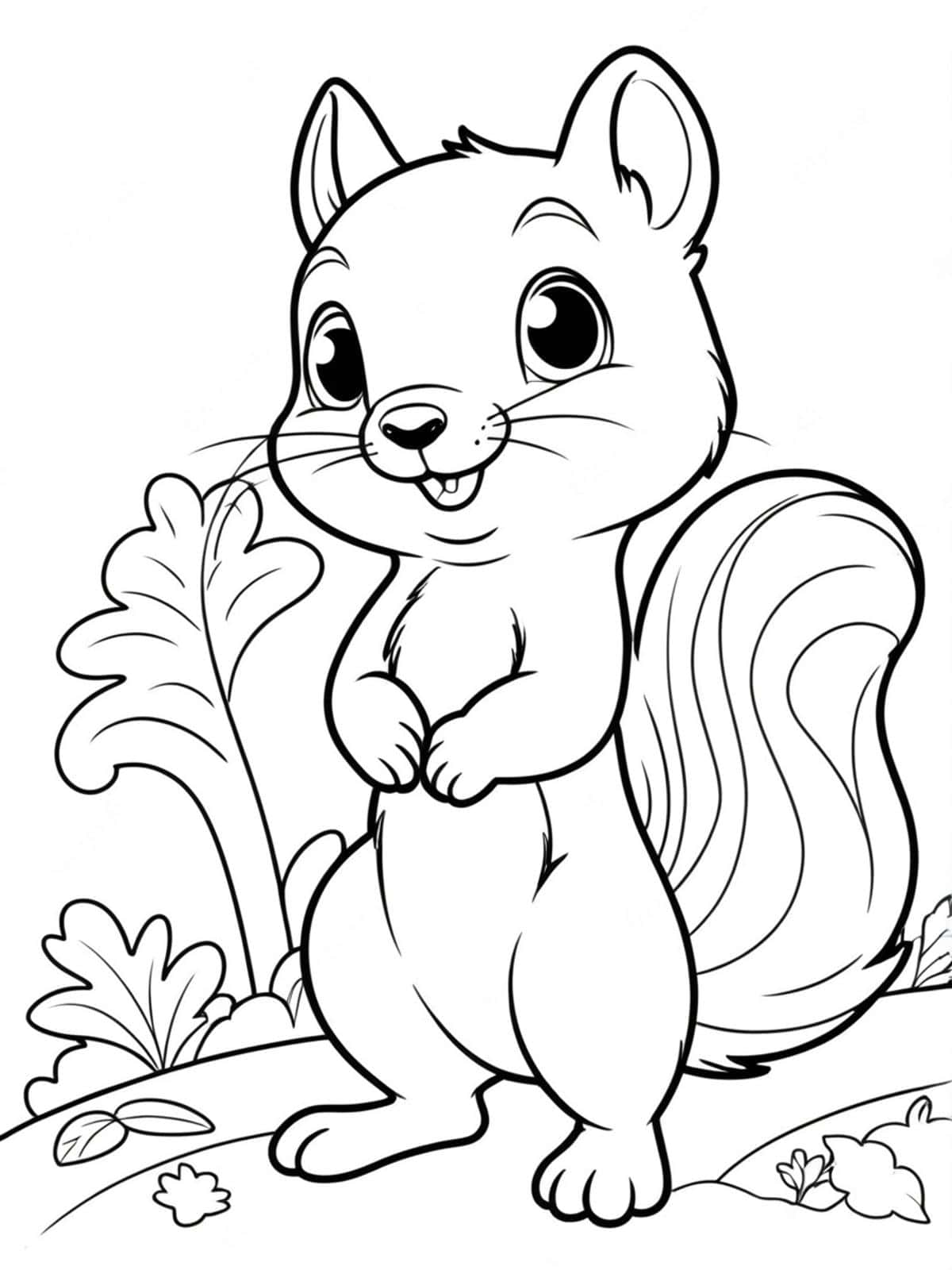 Squirrel With A Big Bushy Tail Coloring Pages