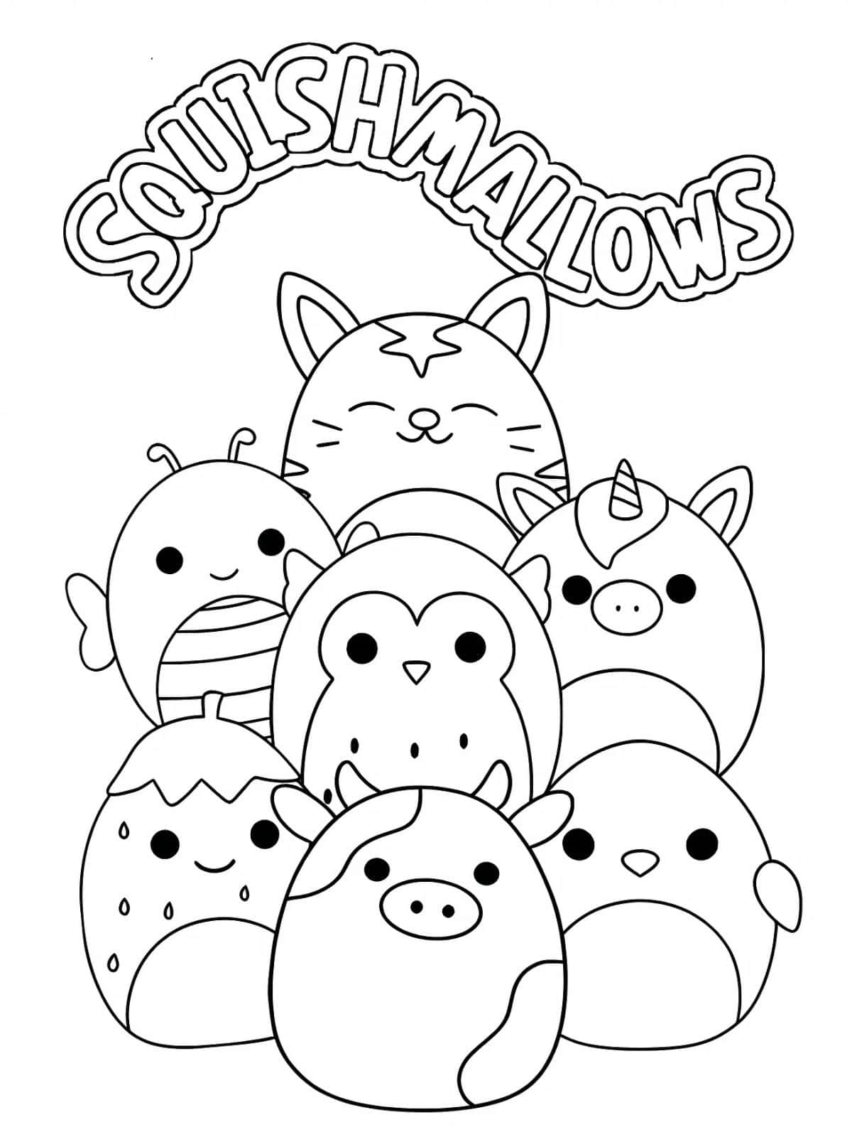 Squishmallow On Bed Coloring Pages