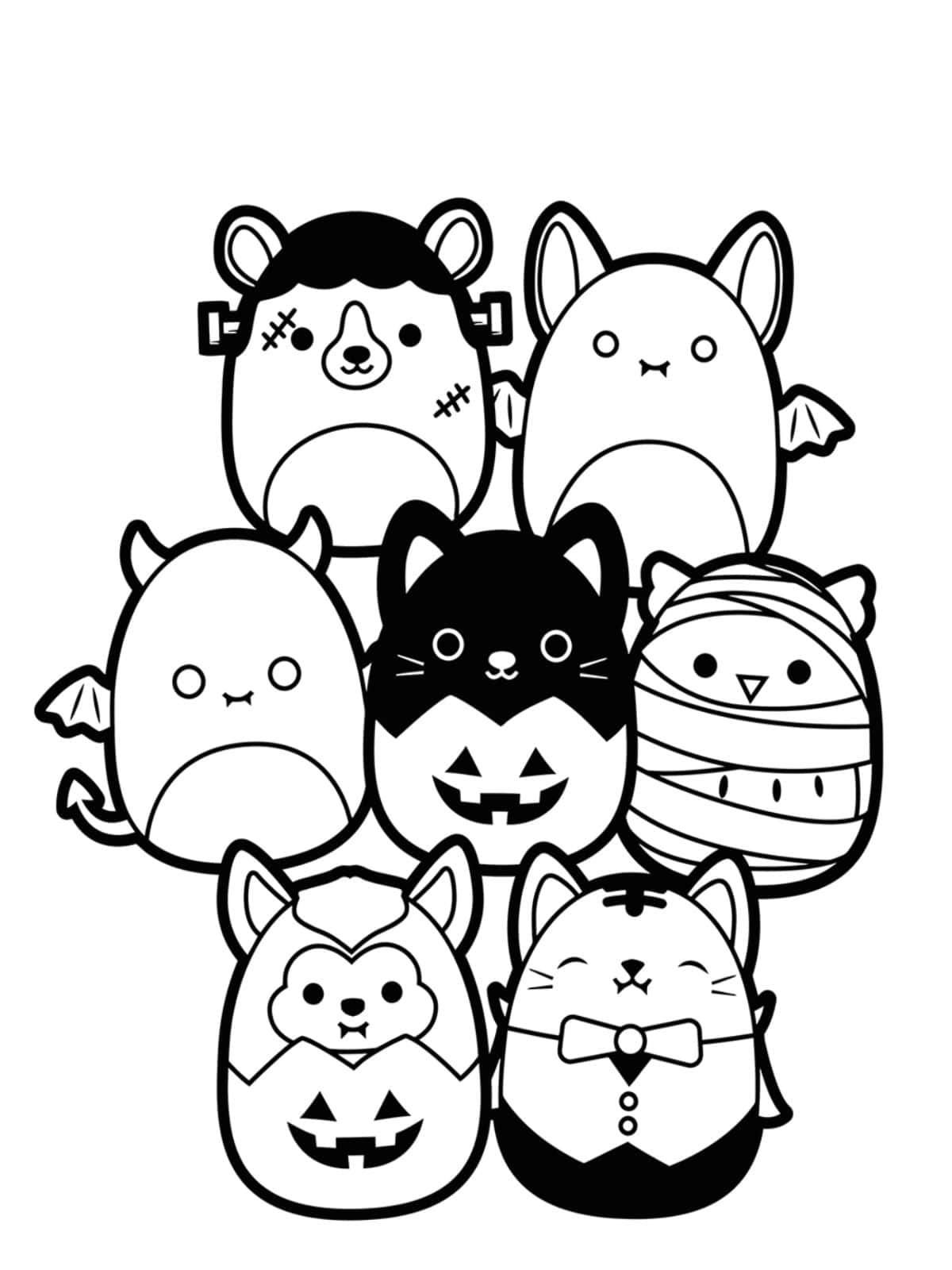 Squishmallow Playing Coloring Pages