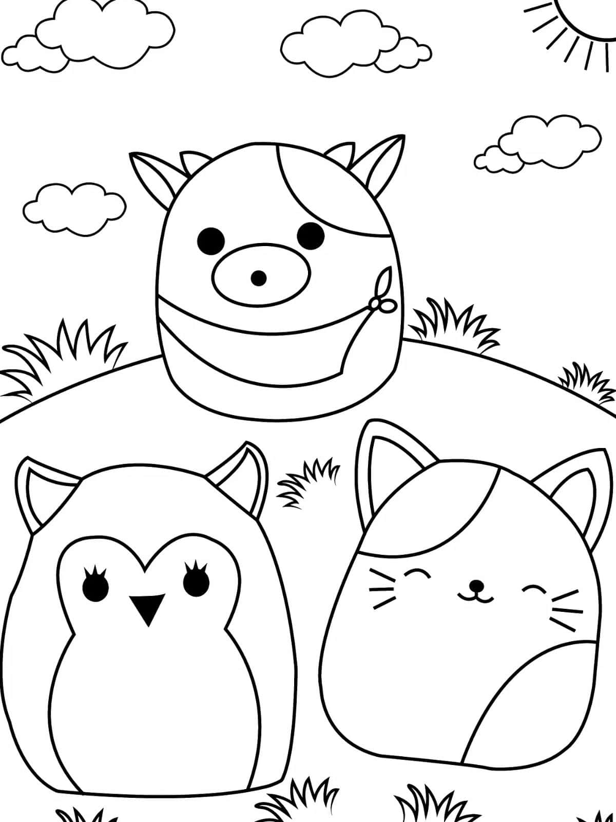 Squishmallow Smiling Coloring Pages