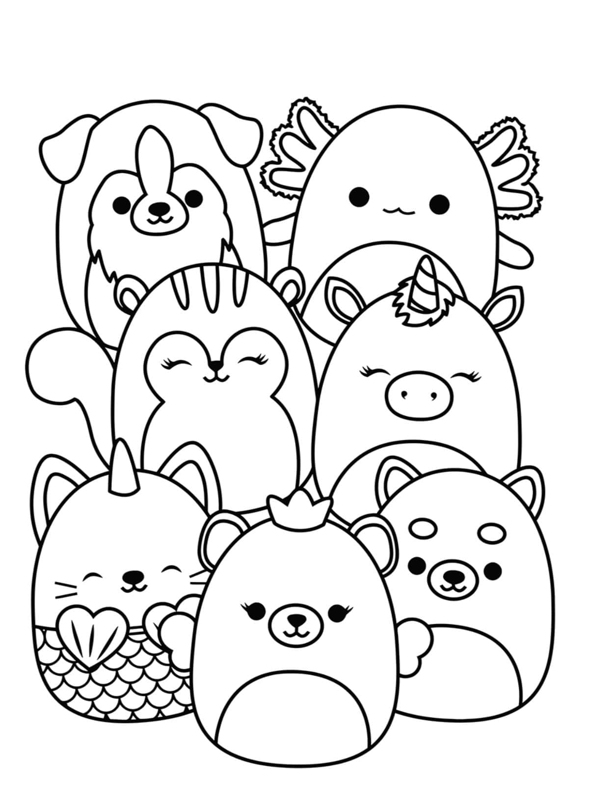 Squishy Squishmallow Coloring Sheets