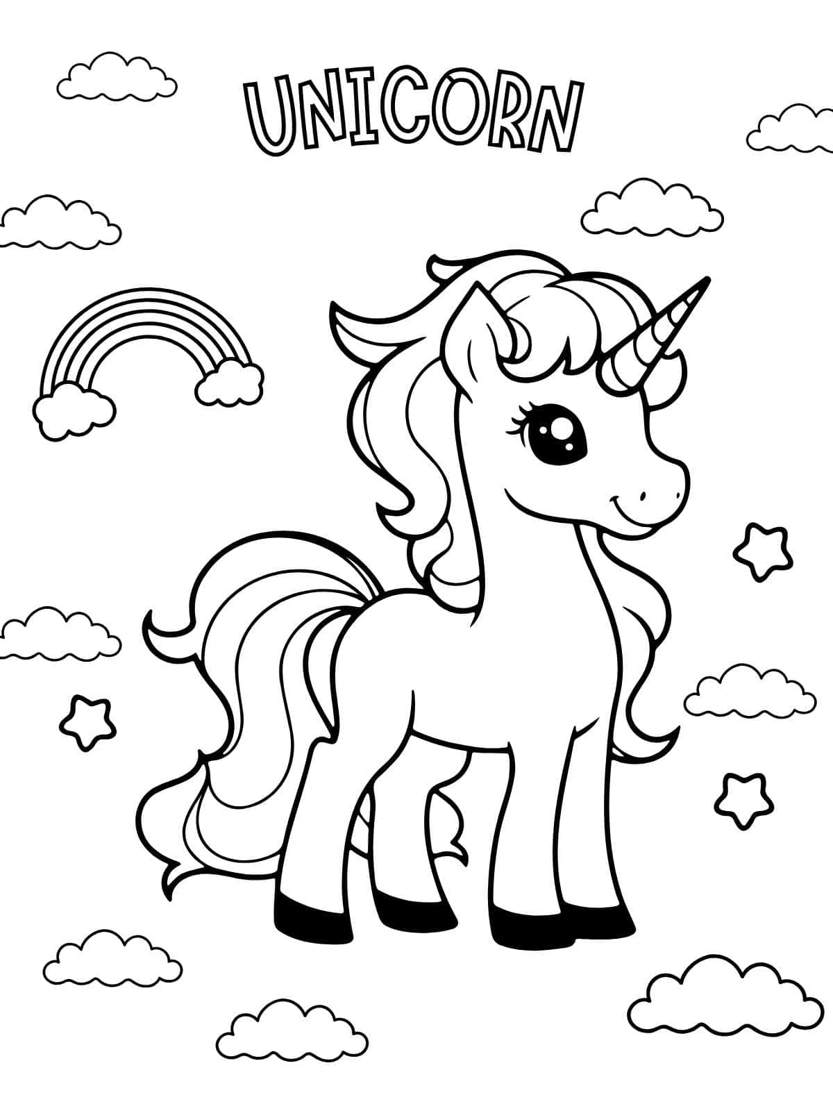 Star Unicorn Coloring Pages For Kids